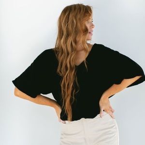 Suunday Gauze Dolman top in black